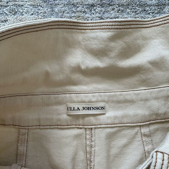 Ulla Johnson Storm Tie Waist Tapered Jeans in Color Blanc Size 4 MSRP $395 - Picture 9 of 11